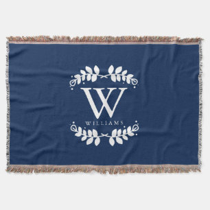 Trendy Navy Blue Monogram Deken