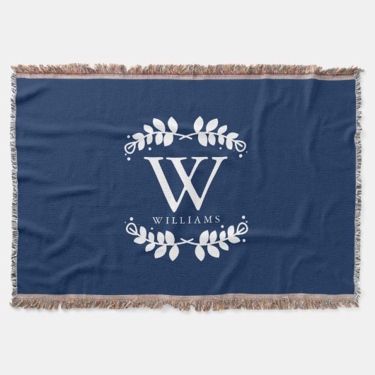 Trendy Navy Blue Monogram Deken (Voorkant)