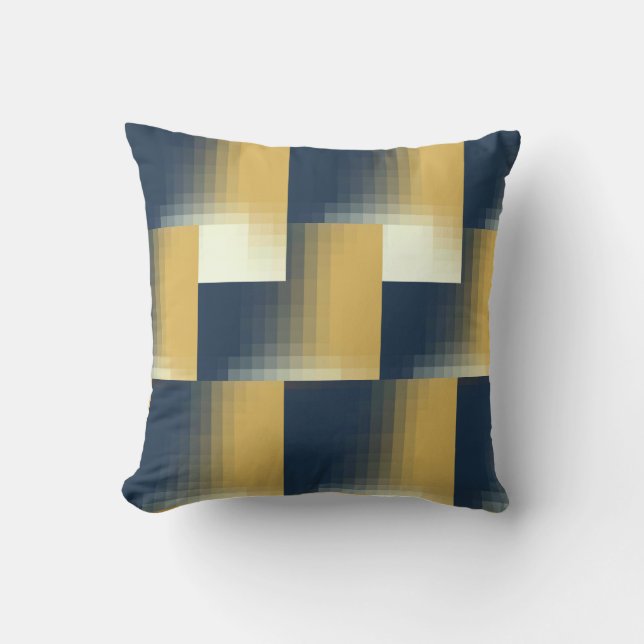 Trendy Navy Blue Mustard Yellow Stylish Pattern Kussen (Voorkant)