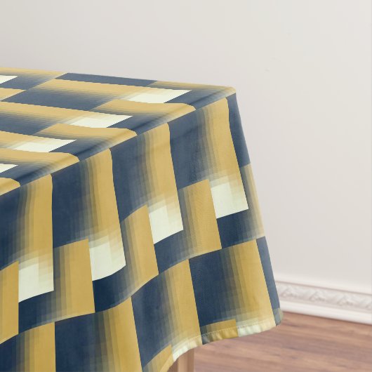 Trendy Navy Blue Mustard Yellow Stylish Pattern Tafelkleed (Voorbeeld)