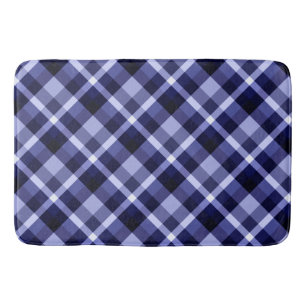 Trendy Navy Blue Pset Pattern Large Bath Mat