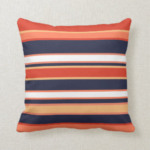 Trendy Navy Coral Mango Oranje Geel Modern Kussen