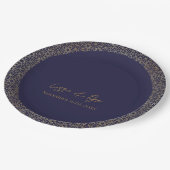 Trendy Navy Gold Design Huwelijksreceptie Party Papieren Bordje (Gekanteld)
