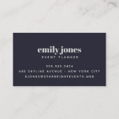 Trendy Navy & Silver Night Sky Professional Visitekaartje (Achterkant)