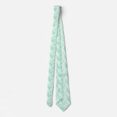 Trendy Neo Mint Floral Pattern Groomsmen Wedding Stropdas (Achterkant)