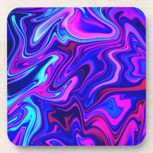 Trendy neon blauw roze turquoise Abstract Bier Onderzetter