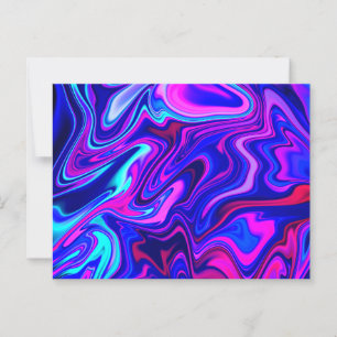 Trendy neon blauw roze turquoise Abstract  Briefkaart
