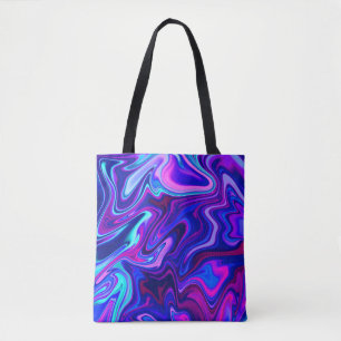 Trendy neon blauw roze turquoise Abstract Draagtas