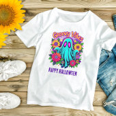 Trendy Neon Bloemen Retro Ghost Groovy Halloween T-shirt