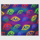 Trendy Neon Colorful Eyes Pattern Cadeaupapier (Vlak)