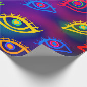 Trendy Neon Colorful Eyes Pattern Cadeaupapier (Hoek)