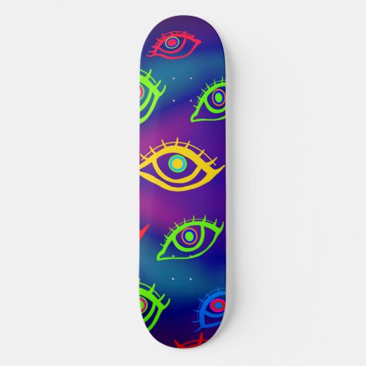 Trendy Neon Colorful Eyes Pattern Skateboard (Voorkant)