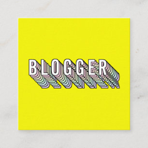 Trendy neon gele 3d typografie blogger minimal vierkante visitekaartje