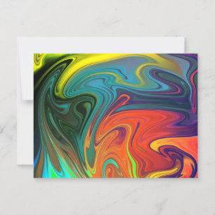 Trendy neon oranje rood blauw geel groen Abstract Briefkaart