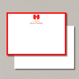 Trendy Neon Red Bow Border Name Wedding Notitiekaartje