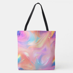 Trendy neon roze blauw geel abstracte golven draagtas
