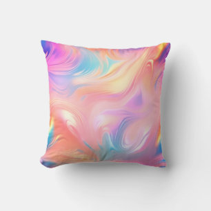 Trendy neon roze blauw geel abstracte golven kussen