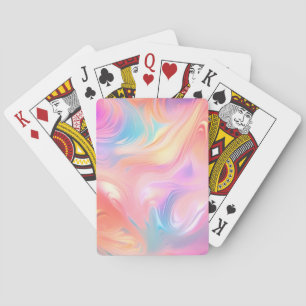 Trendy neon roze blauw geel abstracte golven pokerkaarten