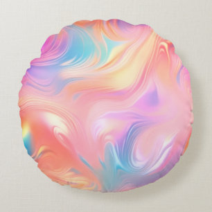 Trendy neon roze blauw geel abstracte golven rond kussen