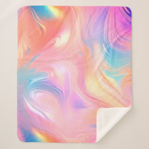 Trendy neon roze blauw geel abstracte golven sherpa deken