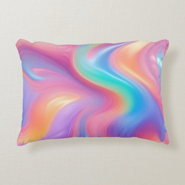 Trendy neon Roze Blauw groene abstracte golven Accent Kussen (Voorkant)