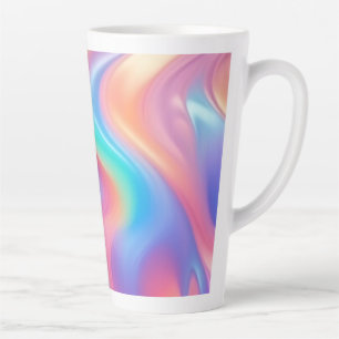 Trendy neon Roze Blauw groene abstracte golven Latte Mok