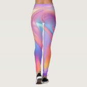 Trendy neon Roze Blauw groene abstracte golven Leggings (Achterkant)