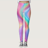 Trendy neon Roze Blauw groene abstracte golven Leggings (Voorkant)
