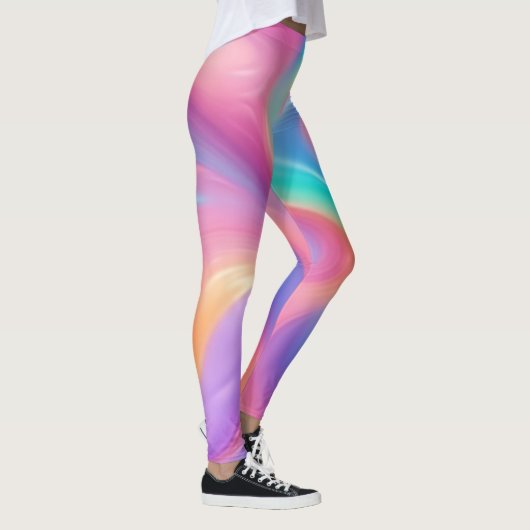 Trendy neon Roze Blauw groene abstracte golven Leggings (Rechts)