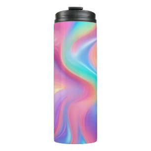 Trendy neon Roze Blauw groene abstracte golven Thermosbeker