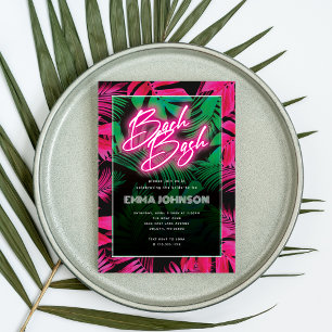 Trendy Neon Roze Tropische Bachelorette Feest Kaart