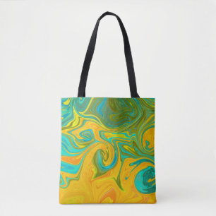Trendy Neon Yellow Oranje Green Abstract Swirl Draagtas