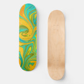 Trendy Neon Yellow Oranje Green Abstract Swirl Skateboard (Voorkant)