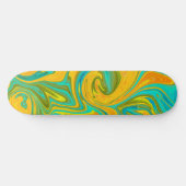 Trendy Neon Yellow Oranje Green Abstract Swirl Skateboard (Horizontaal)