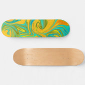 Trendy Neon Yellow Oranje Green Abstract Swirl Skateboard (Horizontaal)