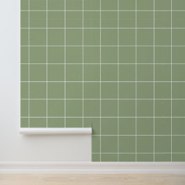 Trendy Neutral Sage Green 6" Grid Behang