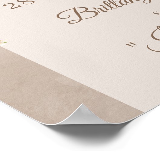 Trendy neutrale wilde bloemen boho arch countdown poster (Hoek)