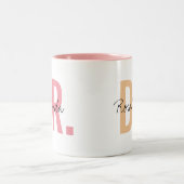 Trendy Nieuwe Doctor PhD Custom Name Appreciation Tweekleurige Koffiemok (Center)