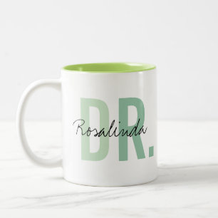 Trendy Nieuwe Doctor PhD Custom Name Appreciation  Tweekleurige Koffiemok