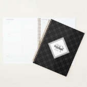 Trendy noir blanc tartan Personnaliser Monogramme (Devant avec enveloppe)