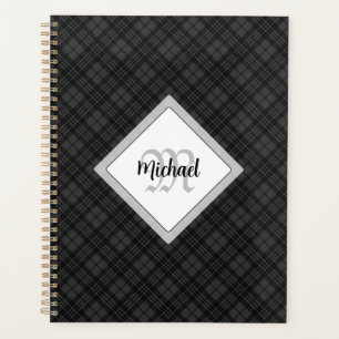 Trendy noir blanc tartan Personnaliser Monogramme