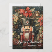 Trendy nostalgic Christmas nutcracker printable Feestdagenkaart (Voorkant)