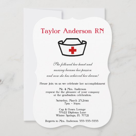 Trendy Nursing School Afstuderen Aankondiging (Voorkant)