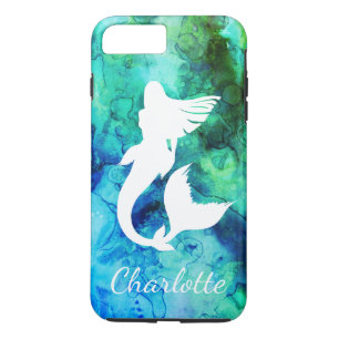 Trendy Ocean Zeemeermin Silhouet & Naam iPhone 8 Plus / 7 Plus Hoesje
