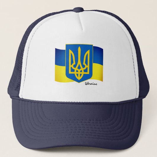 Trendy Oekraïense vlag, Emblem & Oekraïense sport Trucker Pet (Voorkant)