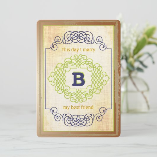 Trendy  Old Hollywood Navy Copper en Green Kaart (Staand voorkant)