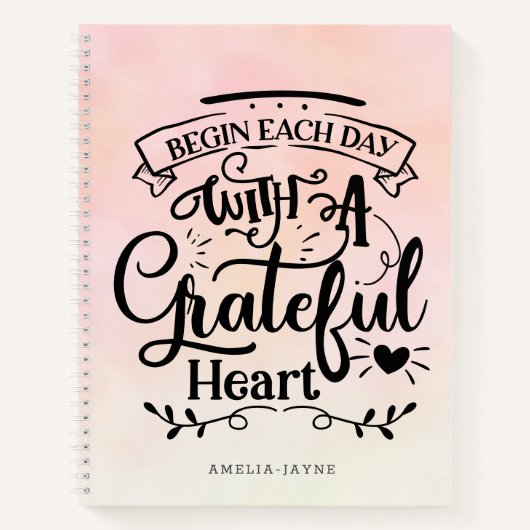 Trendy Ombre Grateful Heart Gratitude Journal Notitieboek (Voorkant)