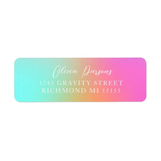 Trendy Ombre Rainbow Gradiënt Scripted Design Etiket (Voorkant)