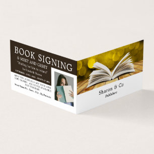 Trendy Open Book, Publisher, Writer Book Signing Visitekaartjes