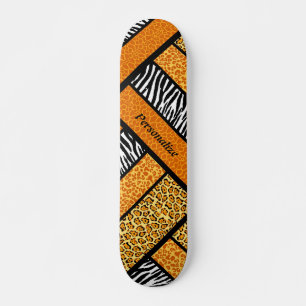 Trendy Oranje African Animal Print met naam Skateboard
